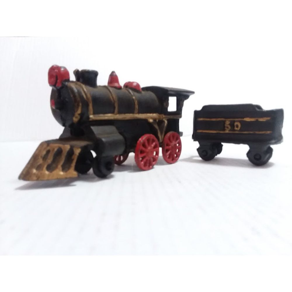 Antique Cast Iron Toy Train Steam Locomotive #50 Engine and Coal Car